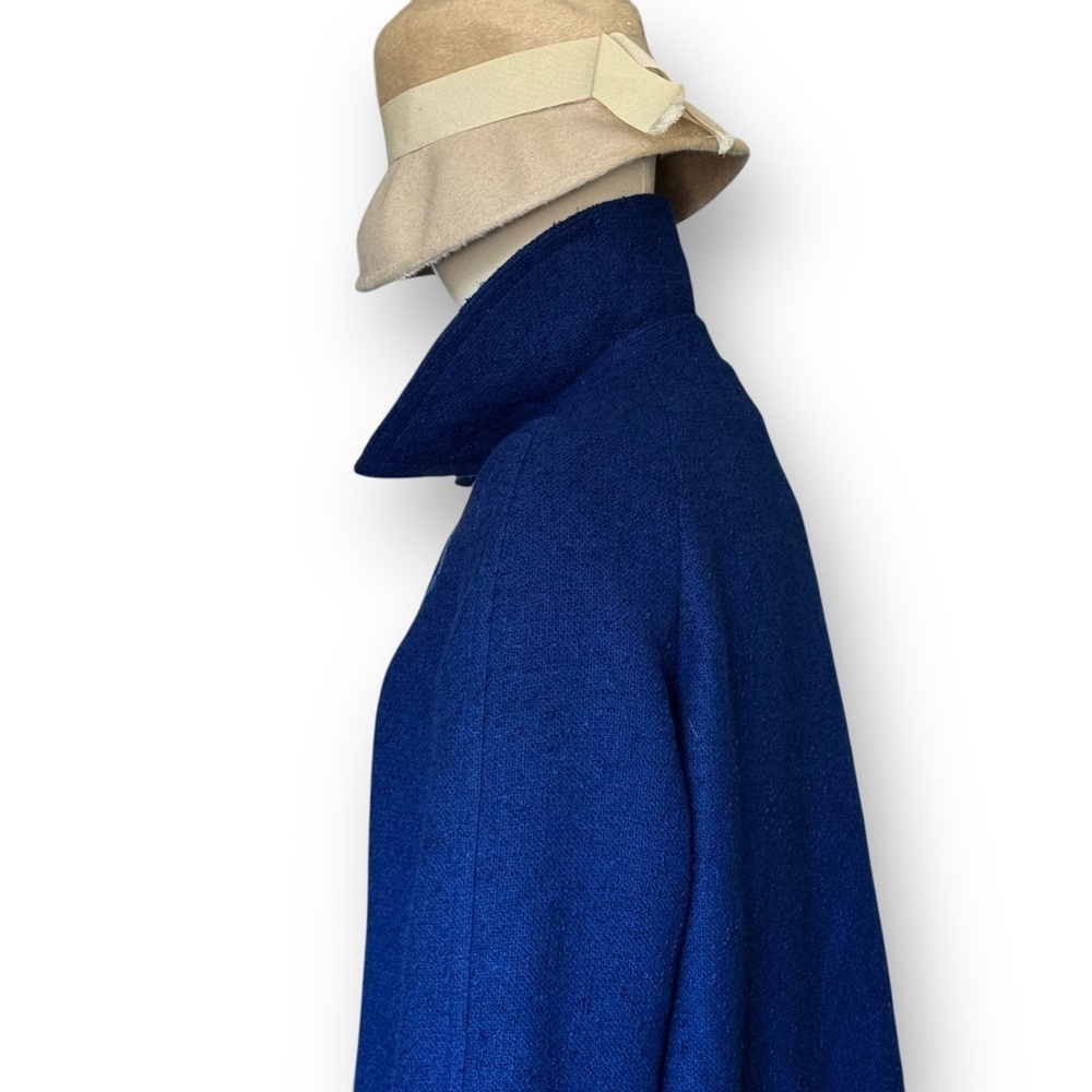 Vintage Blue Wool Coat 1960s Mod Swing Women’s Medium 38” Bust Weatherbee Jacket - Picture 10 of 16